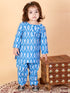Vastramay SISHU Girls' Aqua Blue Ikkat Print Kurta Pant set